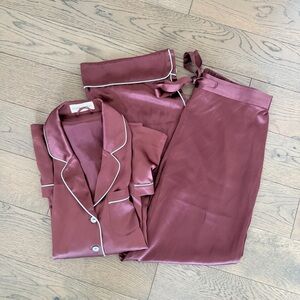 OLIVIA VON HALLE Coco Fig Silk-satin Pajama Set